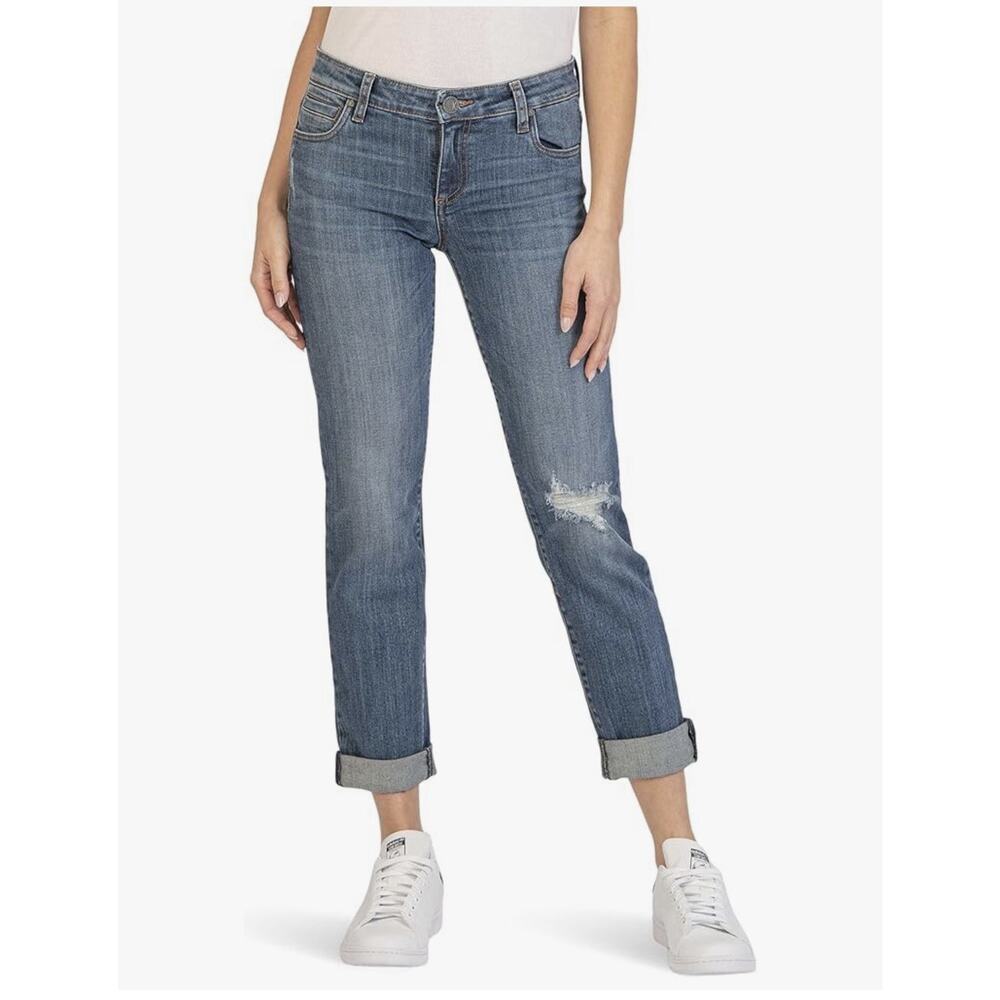 Kut from the Kloth Catherine Boyfriend Jeans Distressed Light Wash Sz 8 Everyday